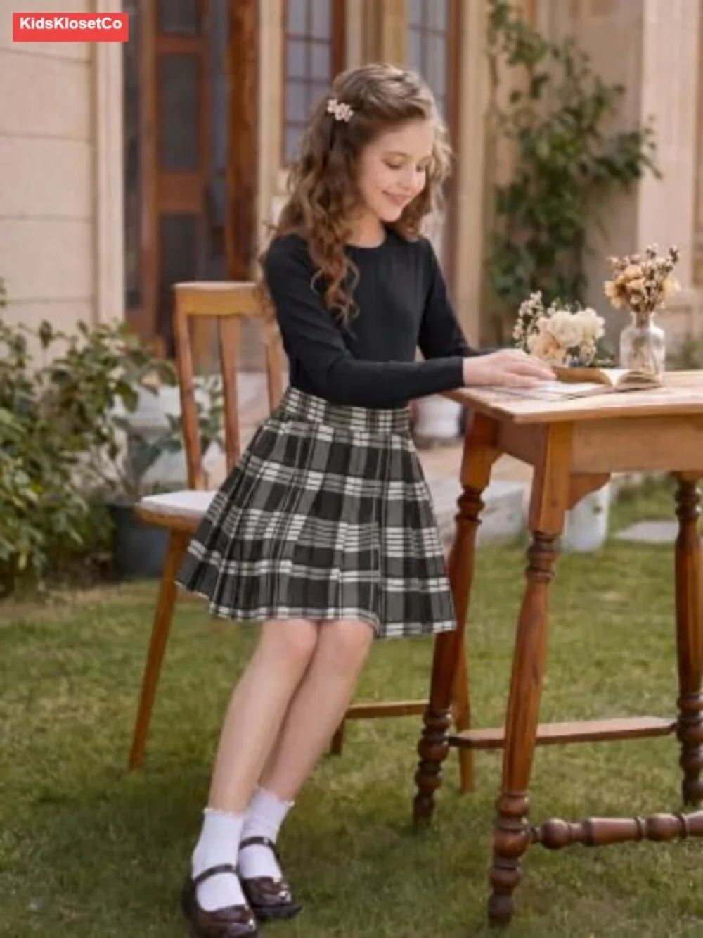 Girls Slim Fit Shirt and Pleated Skirt Set School Uniform 5-14Y